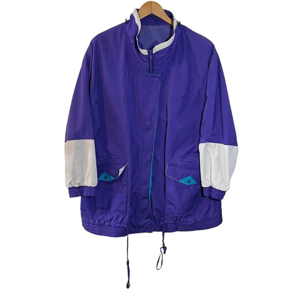 Current Seen Vintage Women’s 80s Coat Plus 22W Ski Outdoor Purple Teal White - Picture 1 of 9